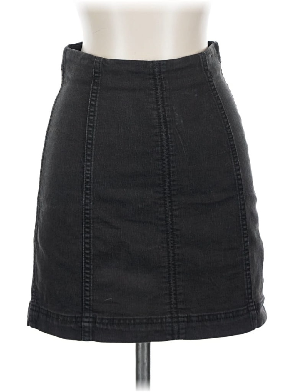 Free People Black Denim High Waisted Mini Skirt
